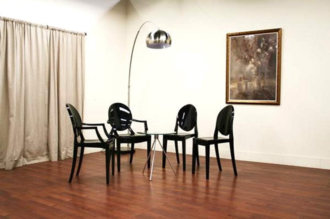 2xhome - Victoria Style Ghost Side Chair Transparent Acrylic Chair (Victoria (Blk)), Single, Set of 1