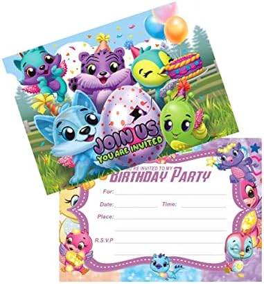 NINIMBLE 24PCS Hatchimals Birthday Invitations,Hatchimals Party Invitations Birthday Party Supplies Decoration (Invitations 3)