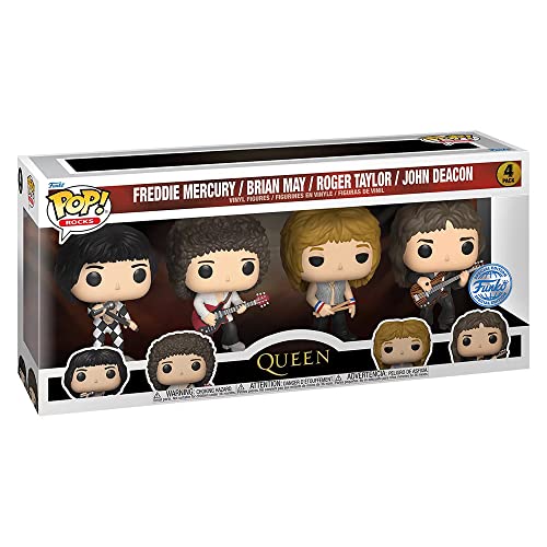Funko Pop! 4-Pack Rocks: Queen – Freddie Mercury/Brian May/Roger Taylor/John Deacon (Special Edition) Vinyl Figures - Les Beatles, Paul McCartney, John Lennon, RIngo Starr, George Harrison Funko Pop! 4-Pack Rocks: Queen - Freddie Mercury/Brian May/Roger Taylor/John Deacon (Special Edition) Vinyl Figures – Image 3