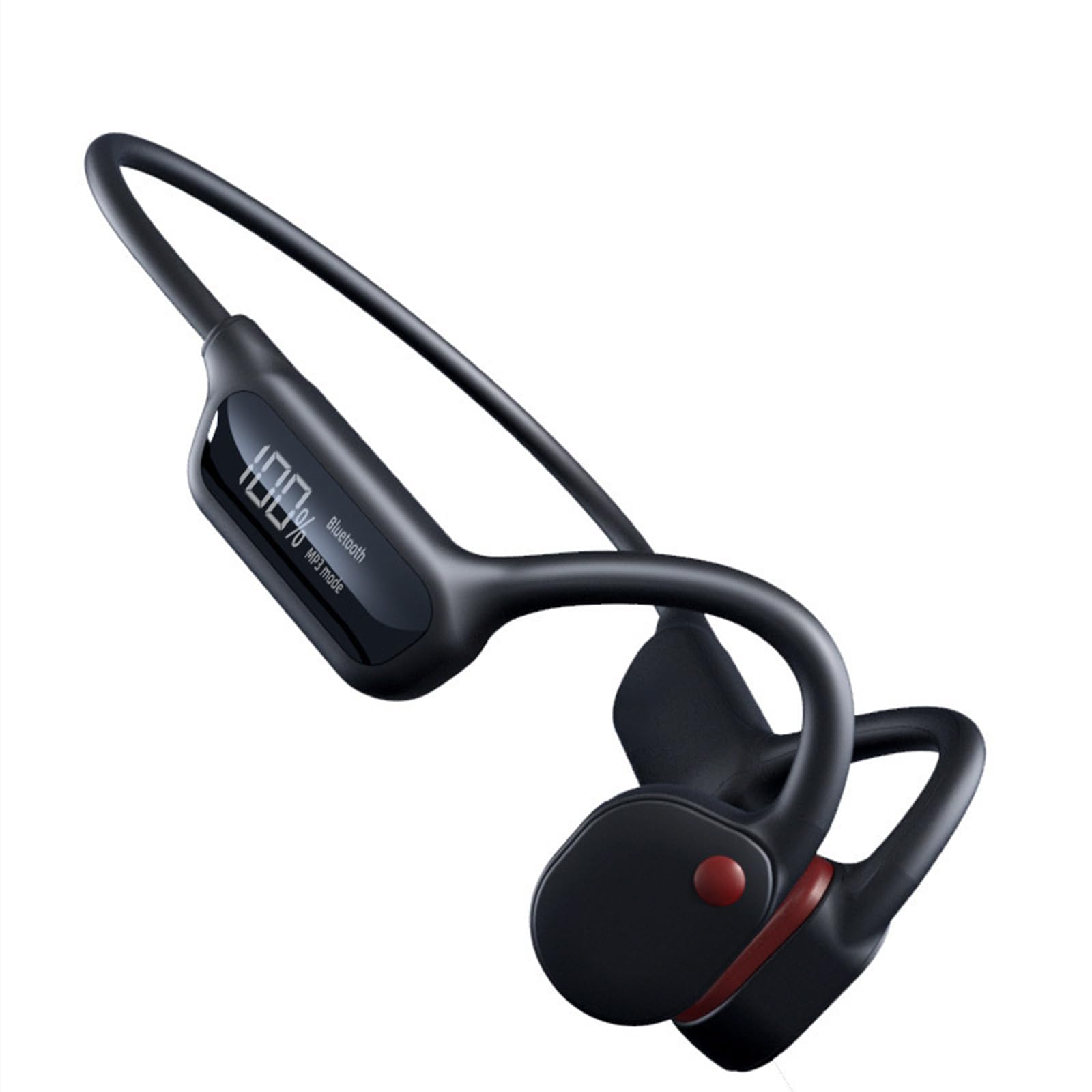 AYI True Bone Conduction Swimming Headphones with Bluetooth 5.4 &amp; MP3 Player Mode 32GB Built-in Memory IPX8 Waterproof Screen Display Pain-Free Open-Ear Earphone for Sport and Work-X10 Black