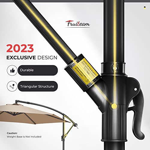 image for FRUITEAM 10FT Patio Offset Umbrella Cantilever Umbrella, Large Hanging