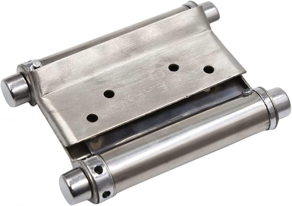 DIY Double Open Door Hinge Stainless Steel Spring Auto Closing Fold Hinges, Two-Way Open Door Bar Fence Cowboy Door Hardware Hinges-4 Inch