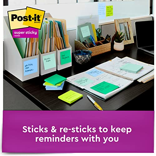 Post-it Notas pop-up super adesivas, 7,6 x 7,6 cm, 6 blocos, 2x o poder de colagem, coleção Oasis, c