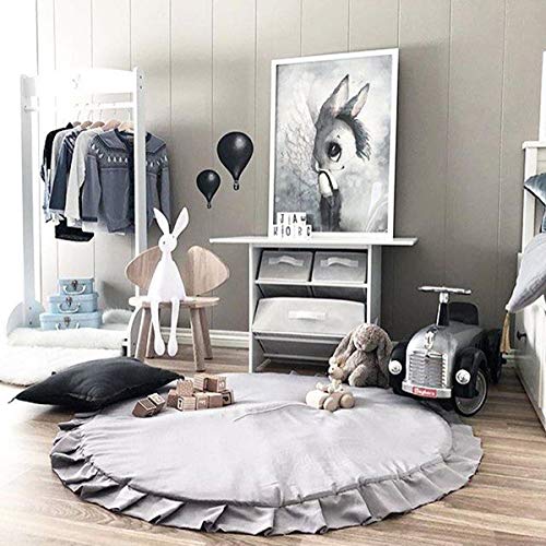 Puseky Baby Play Mat Round Ruffled Soft Cotton Crawling Pad Floor Game Rug 41.3In #TOP6