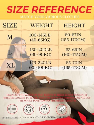 Image of Soxbang High Waisted One Seam Fleece Lined Tights,Seamless Control Compression Fake Translucent Dark Skin Insulated Tights
