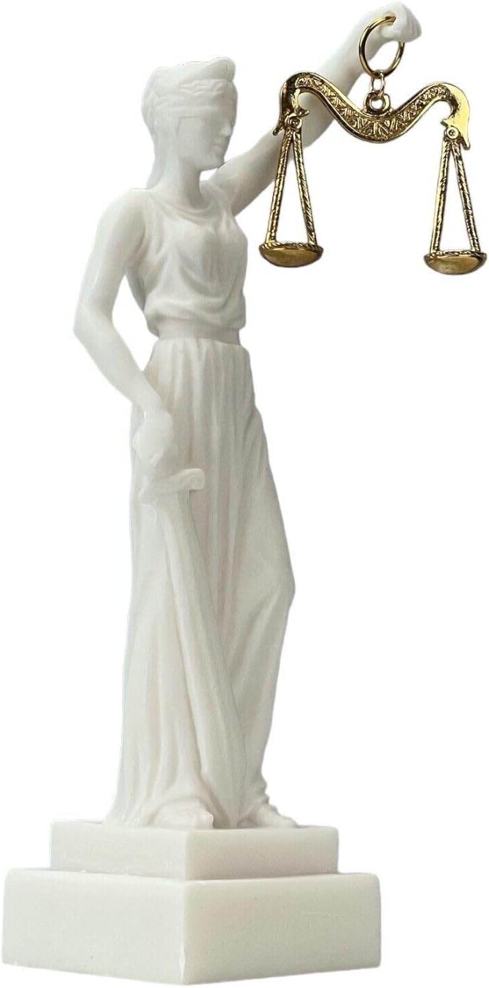 Small Themis Greek Roman Blind Lady of Justice Goddess Statue Sculpture
