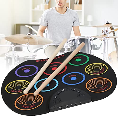 Electronic Drum Set, 9 Drum Roll Up Stereo Practice Pad Drum Kit for Kids Adult Beginner Percussion Instrument (Colored) - Image 3