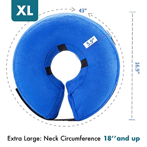 E-Komg Dog Cone After Surgery, Protective Inflatable Collar, Blow Up Dog Collar, Pet Recovery Collar For Dogs And Cats Soft (X-Large(18" And Up), Blue) #TOP1