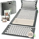 BACKLAxx ® Akupressurmatte Set – Akupressur zur Entspannung für Rücken, Nacken, Schulter und Fuß – Massage Matte gegen Verspannungen – Akupressurmatte mit Kissen, Tuch und Tasche