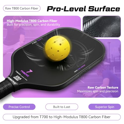Image of USAPA Approved Pickleball Paddle 6-Layer T800 Carbon Fiber 16mm Thermoformed Pickleball Racket with High Spin & Extended Grip, Professional Pickleball Paddle for Control and Power