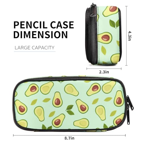 Image of Exotic Tropical Fruits Avocado Pencil Case for Boy Girl Teens, Big Capacity Green Pen Bag with Zipper, Fruit Themed Pencil Pouch, Organizer For Home Desk Office School Cosmetic Makeup Bag