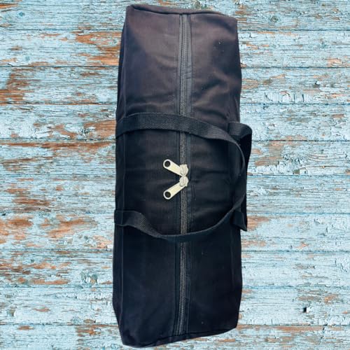 ADROIT Heavy Duty Double Zipper Black Canvas Bag | Sizes 16" 24" 32" 48" 60" | Double-Reinforced Nylon Straps3