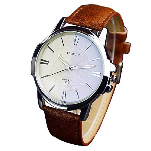 Herren-Armbanduhr, Edelstahl-Zifferblatt, Quarz, Sport, Leder, Damenuhr, leicht lesbar, Uhren für Frauen (schwarz, braun, Einheitsgröße) – Bild 7