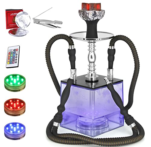 Hookah, LED Micro Modern Cube Acrylic Hookah Set - Includes 2 Hoses - 16 Mesmerizing Static Color Settings - Fun Hookahs Kit for Adults - Home, Bars, Clubs, Weddings, Parties Hookah, LED Micro Modern Cube Acrylic Hookah Set - Includes 2 Hoses - 16 Mesmerizing Static Color Settings - Fun Hookahs Kit for Adults - Home, Bars, Clubs, Weddings, Parties