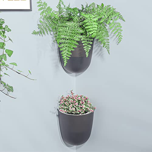 Sungmor Wall Hanging Corner Planters, 4Pc Black Wall Mounted Flower Pots, Self Watering Wall Planter For Indoor Plants, Right Angle Corner Hanging Pot, Great For Balcony Home Office Bar Corner Decor #TOP1