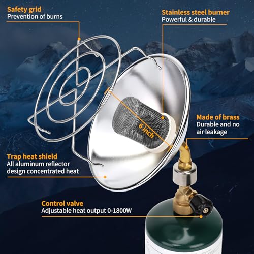 Koman Propane Heater Tent Heater For Camping Patio Heater Camping Heater Portable Heater Outdoor 6200Btu Power With Control Valve,Golf Cart Heater,Propane Gas Tank Holder,Uses 1Lb Small Propane Tanks thumb #1
