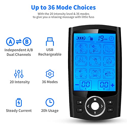 Tens Unit Muscle Stimulator For Pain Relief Therapy Upgrade 36 Modes, Ems Muscle Stimulator Tens Unit For Back Pain, Relief, General Pain Relief, Neck Pain, Sciatica Pain Relief, Nerve Pain Relief #TOP1