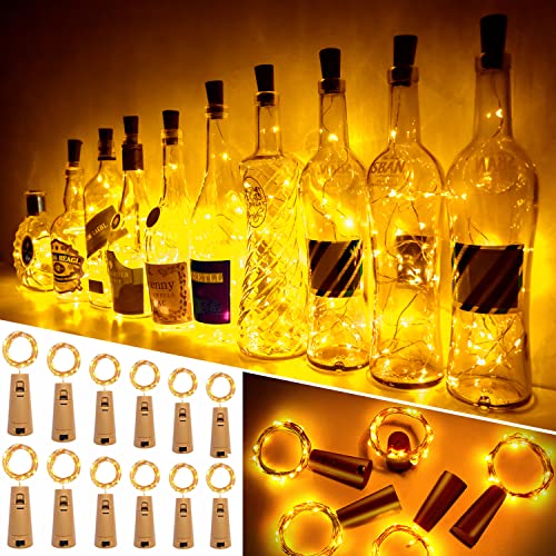 Ariceleo 20 LED 10 Packs Wine Bottle Lights Copper Wire Fairy String Light Warm White Bottle Stopper Atmosphere Lamp for Christmas Xmas Holiday Festival DIY Home Party Decoration Present Gift