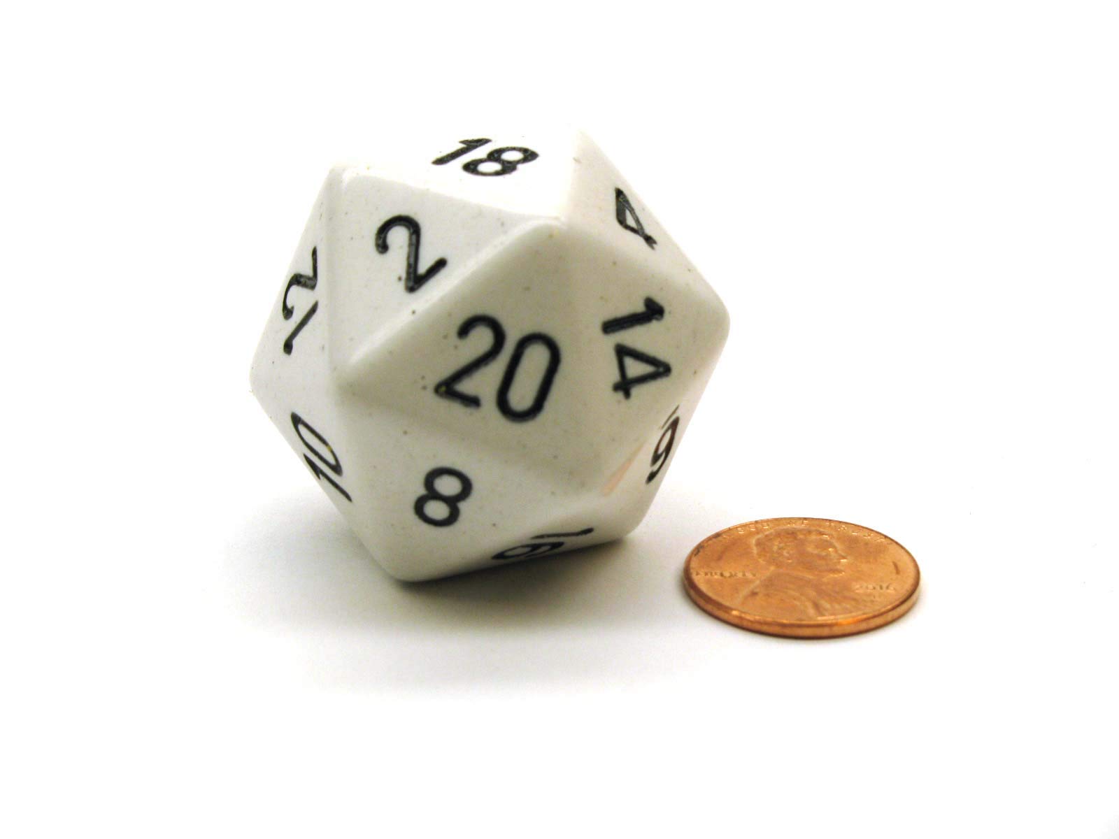 Jumbo d20 Counter - Opaque 34mm Dice: White with Black