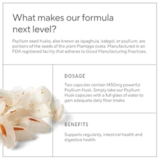 Premium Psyllium Husk Fiber Supplement 1450mg, 240 Capsules