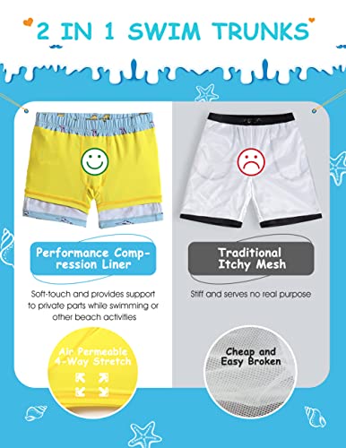 Maamgic Boys Swim Trunks With Compression Liner 4-Way Stretch Quick Dry Swim Shorts Swimming Trunks Toddler Boy #TOP1