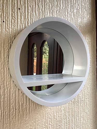 home stuff RETRO ROUND PORTHOLE MIRROR WITH SHELF BATHROOM DEEP MIRROR SHELF 31CM WHITE