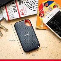 SANDISK Extreme Portable SSD 500 GB (tragbare NVMe SSD, USB-C, bis zu 1.050 MB/s Lesen, bis 1.000 MB/s Schreiben, Wasser- und staubbeständig) Schwarz – Ansicht 3