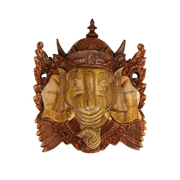 Oriental Galerie Ganesha Maske Wandbild Skulptur Bali Mythologie Gute Geister Deko Soar Holz 2 Farbig ca. 20 cm