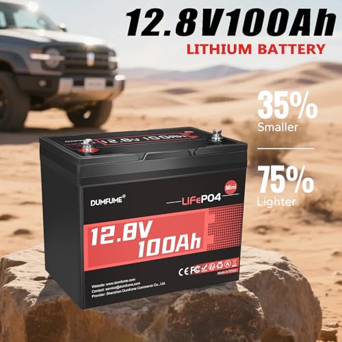 Image of 12V 100Ah Mini LiFePO4 Lithium Battery, Built-in 100A BMS,1280Wh Deep Cycle Rechargeable Battery 6000+ Cycles 10-Year Lifespan for RV, Solar, Off-Grid and Home Energy Storage