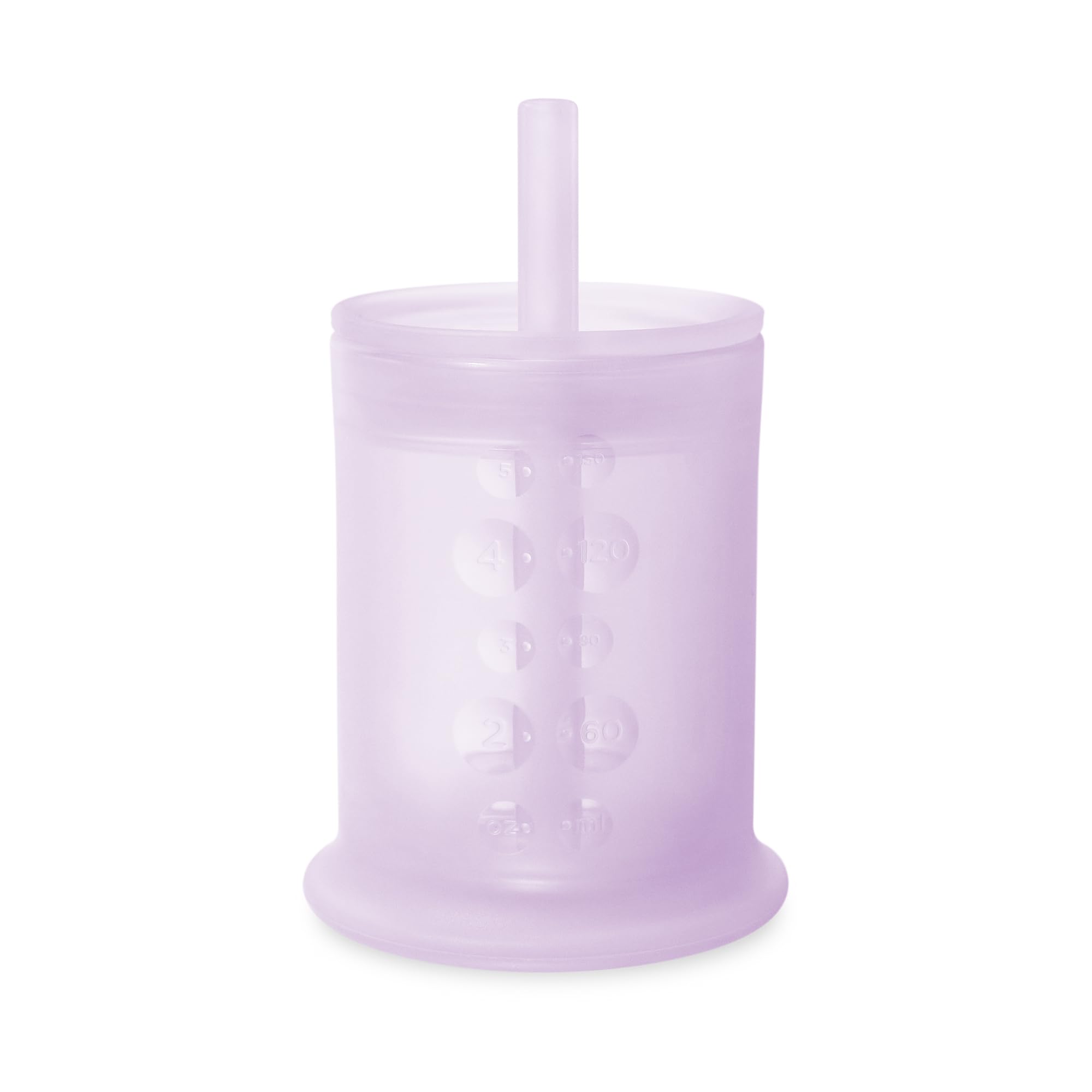 Olababy Silicone Training Cup with Straw Lid | Babies Water Drinking Cup | 6+ Mo Infant To 12-18 Months Toddler | Sippy Cup For Kids & Smoothie Cup | Baby Led Weaning (Lilac, 5 oz)