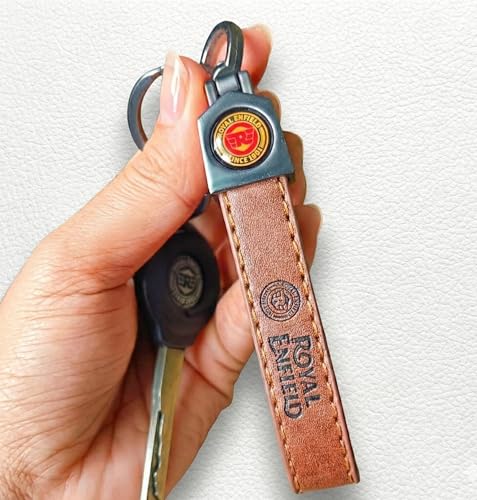 Image of Zuno Leather Keychain Compatible with RE Bike Keys | Key Holder for Classic 350, Hunter 350, Bullet 350, Meteor, Himalayan | Keyring Gift for Men & Women - Anniversary