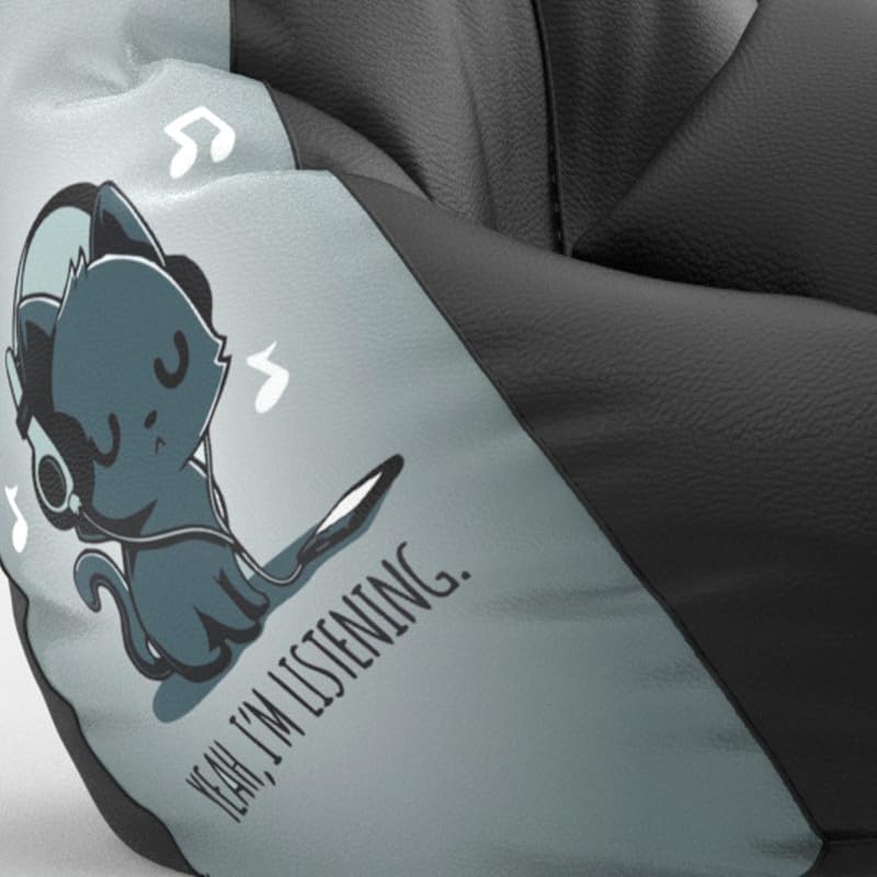 Image of Biggie Bean Bag with Beans Filled 5XL Evergreen Classics Bean Bag-Loud Prints-Soft Landings-Styled with Free Cushion & Footrest (Matching Color : Printed Yah I am Listening - Black Grey)
