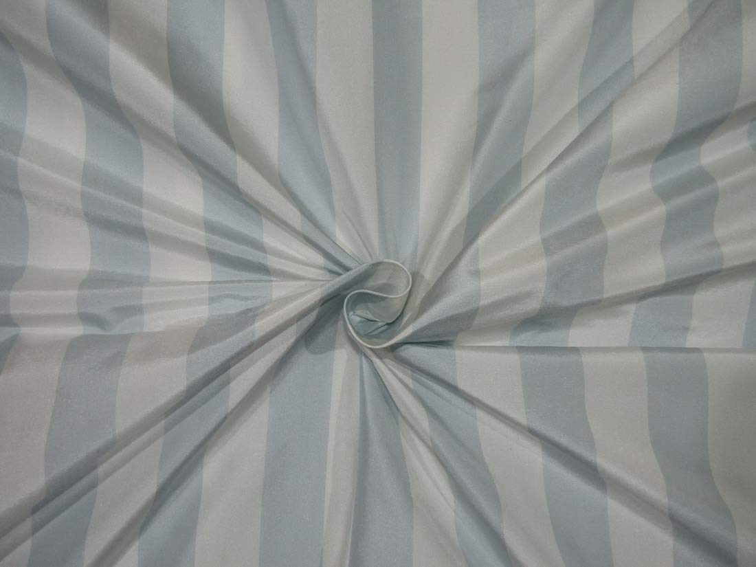 Tissu taffetas 100% soie rayures bleu poudré ivoire de 137,2 cm de large - 5