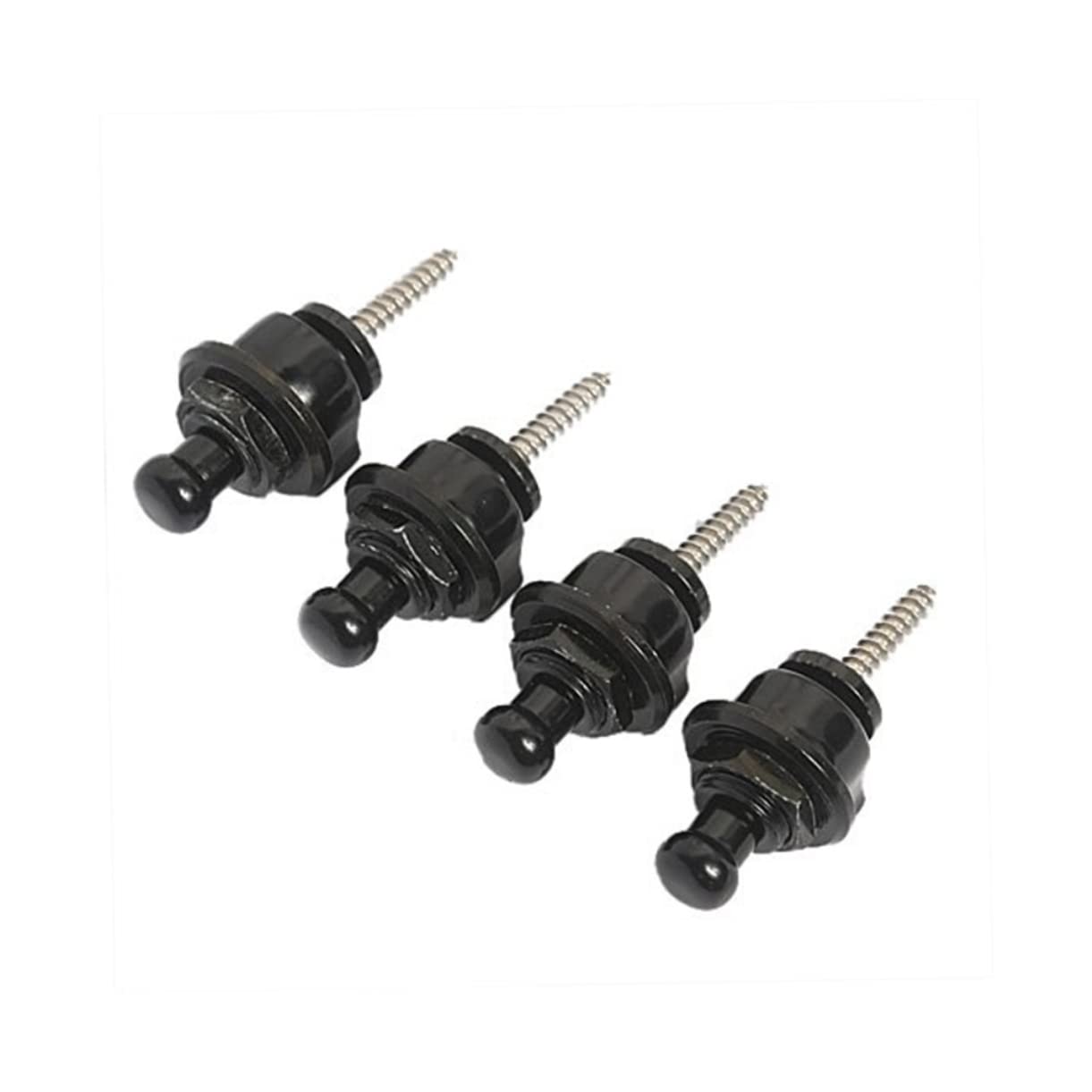 Vaguelly 4pcs Black Round Head Strap Locks for Electric and Acoustic Guitar Bass Easy Installation Compatible with Guitars No Modification Needed
