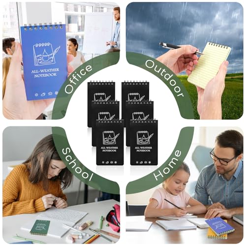 Carnets à spirales imperméables bloc-notes de poche résistant aux intempéries Lot de 6