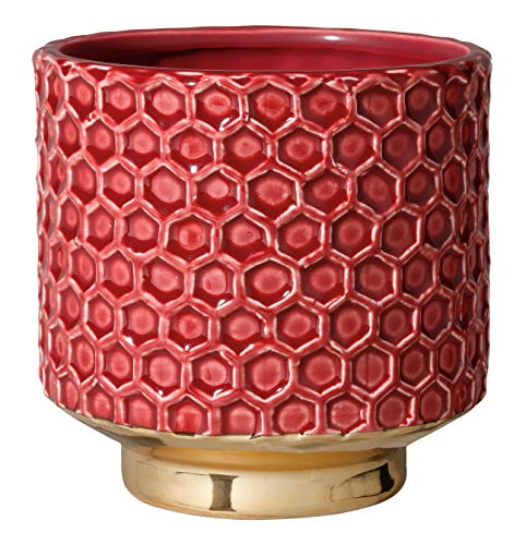 Bloomingville Blumentopf Home - Dekorative Blumentöpfe für den Innenbereich, Retro-Stil, kreativ, M (12,5 cm Ø), Rot, Keramik