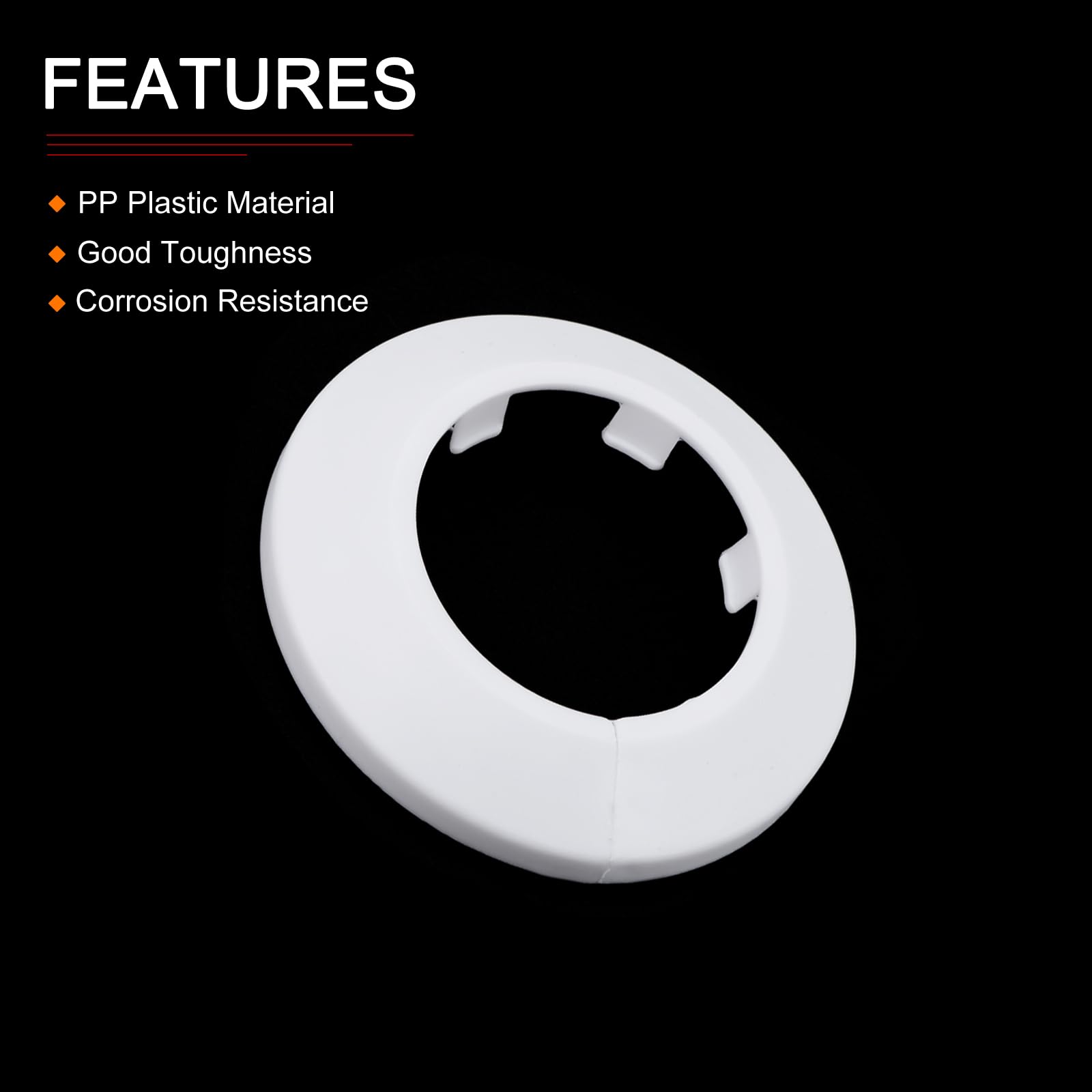 DTGN 75x13mm(DxT) Pipe Cover Decoration - 4Pack - Good for Bathroom Kitchen 44mm Dia Pipe - PP Plastic Escutcheon - White - Image 3