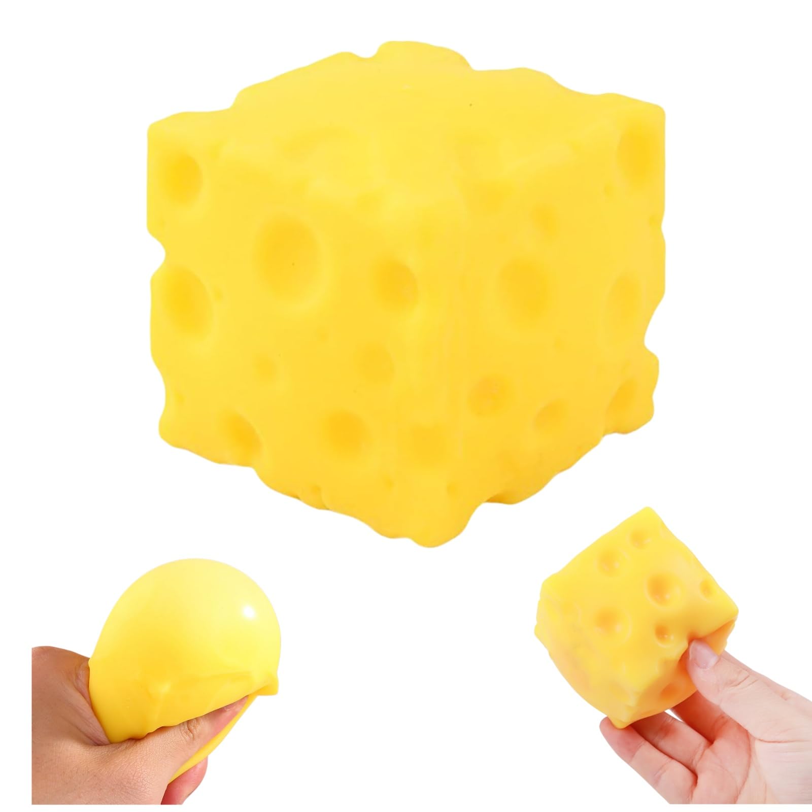 Winnsell Yellow Cheese Squishy, Soft Cheese Squishy Stress Relief Block,Cheese Squeeze Stress Toy, Anxiety Relief Calming Fidget Toy for Home Office (E)
