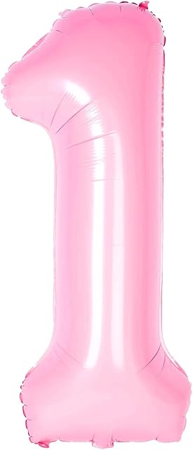 Pink 1 Balloons for 1st Birthday - Large, 40 Inch Number 1 Balloon | 1 Birthday Balloon for Happy Birthday Decorations | 1st Birthday Decorations for Girls | 1 Year Old Balloon for Anniversary Party