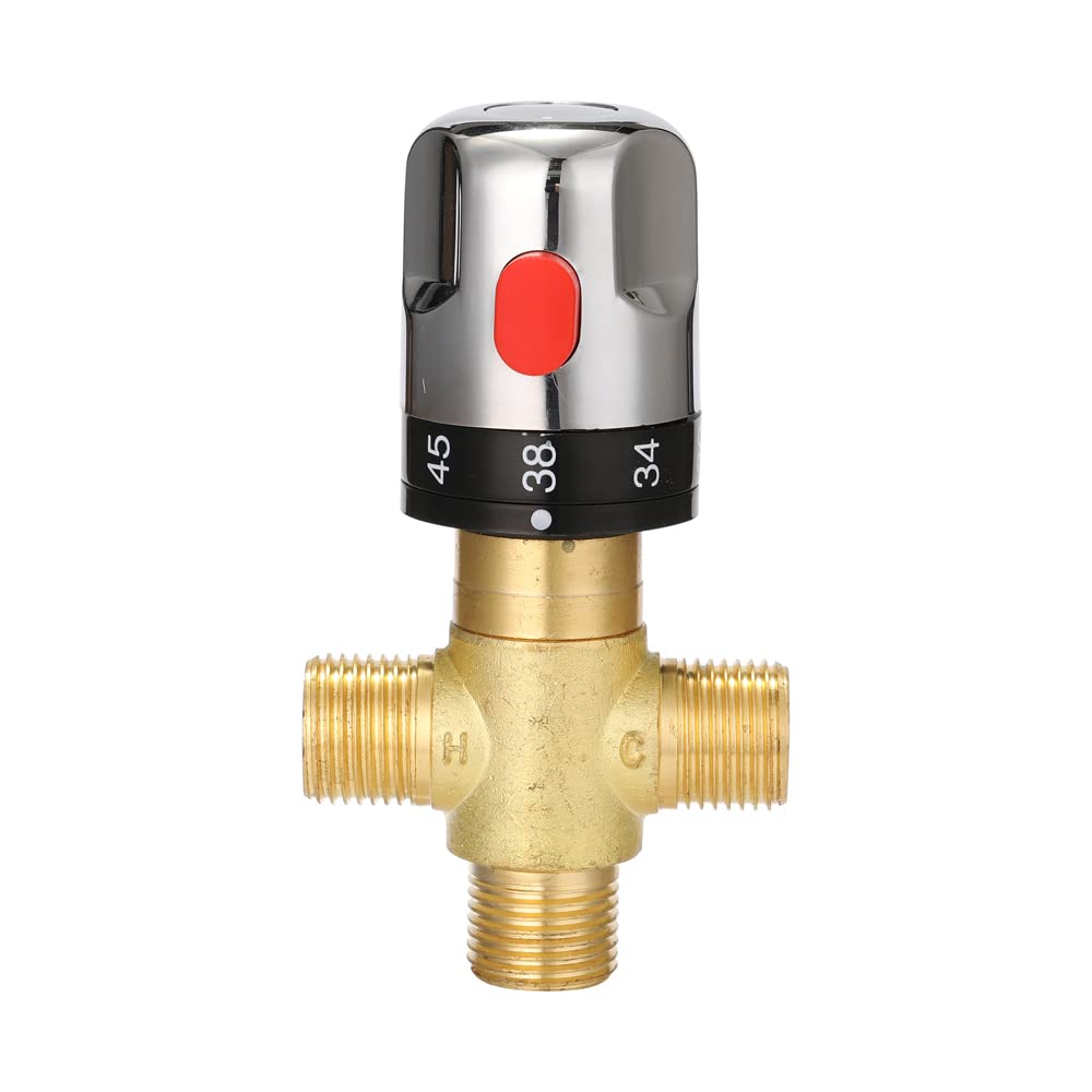 Generic Brass Thermostatic Mixer Valve Hot/Cold Water Mixing Temperature Control DOOMUN