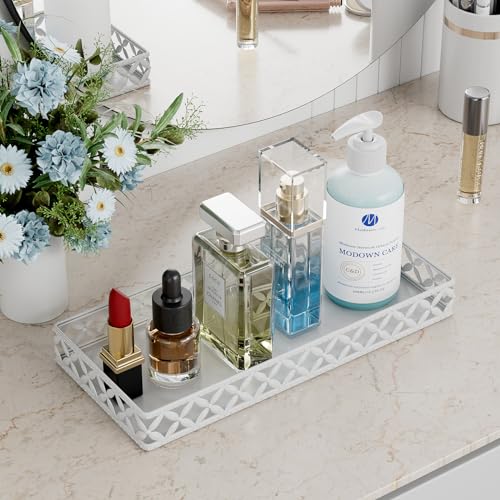 Bathroom Vanity Tray - Small Rectangle Decorative Tray - 11 Inch White Perfume Makeup Tray for Bathroom Counter - Cosy Home Interiors Bathroom Vanity Tray - Small Rectangle Decorative Tray - 11 Inch White Perfume Makeup Tray for Bathroom Counter - Image 4