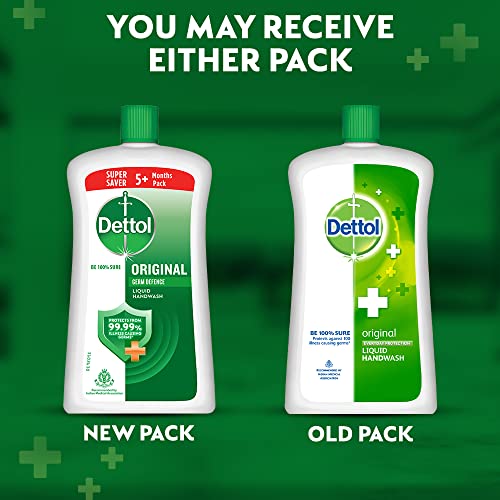 Image of Dettol Liquid Handwash Dispenser Bottle Pump (Pack of 3-200ml each) & Dettol Liquid Handwash Refill - Original Germ Protection Hand Wash- 900ml