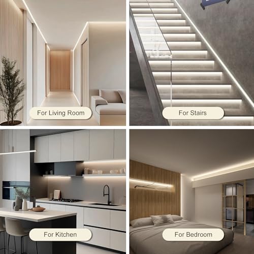 Image of ZSLAIFU Battery Powered LED Strip Lights, 2Pack 3.3FT COB LED Light Strip, Battery Operated LED Lights, White LED Strip Lights Battery Powered for Closet, Cabinet, Shelf, Kitchen, DIY Lighting
