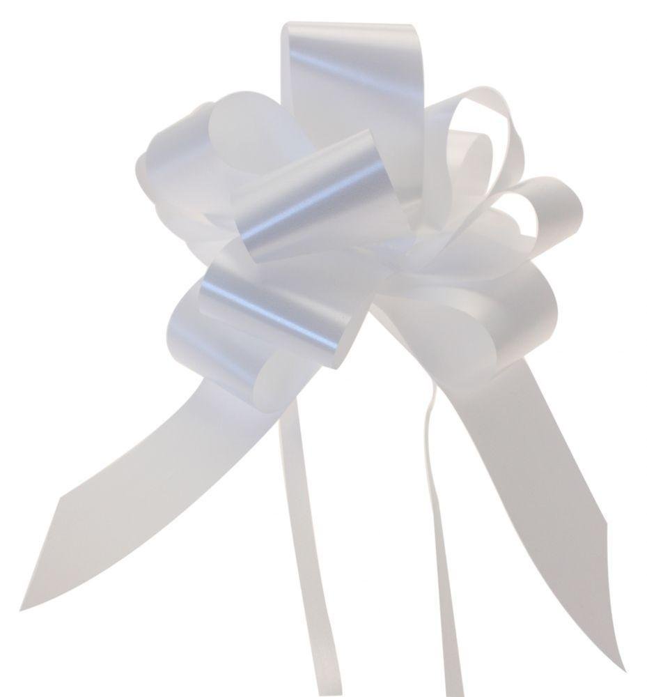 Apac White Wedding Car Kit 3X Large 50Mm Poly Pull Bows & 7 Metres 2" Poly Ribbon Choose Your Colour (White)