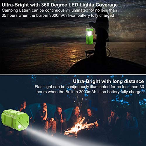 image for HOLABABY LED Camping Solar Lantern,Hand Crank Flashlight lamp with 300