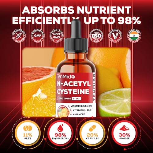 Image of 11in1 Nac Supplement N-Acetyl Cysteine Liquid Drops with Quercetin, B-Complex, Selenium, Glutathione, Bromelain, Milk Thistle, and More - 30ml 1 Fl Oz