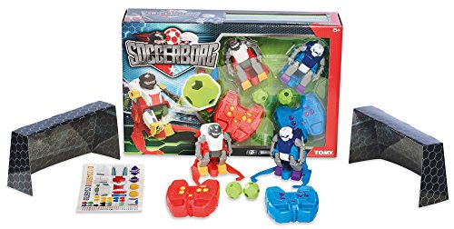 TOMY- Mit 2 Robotern und Fernbedienungen Robots Juego de Robot Soccerborg, Multicolor (E72757US)