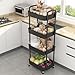 Sywhitta 4-Tier Plastic Rolling Utility Cart with Handle, Multi-Functional Storage Trolley for Office, Living Room, Kitchen, Movable Storage Organizer with Wheels, Black