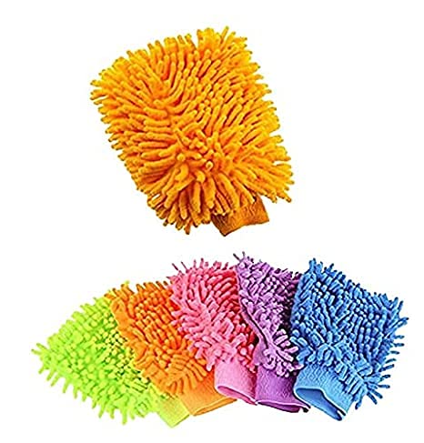 Eagle Enterprise Microfiber Cleaning Mitt Gloves for Multi Purpose Dust Cleaning, Car Washing with Super Absorbent and Scratch Free Usage for Home, Kitchen, Office, Car