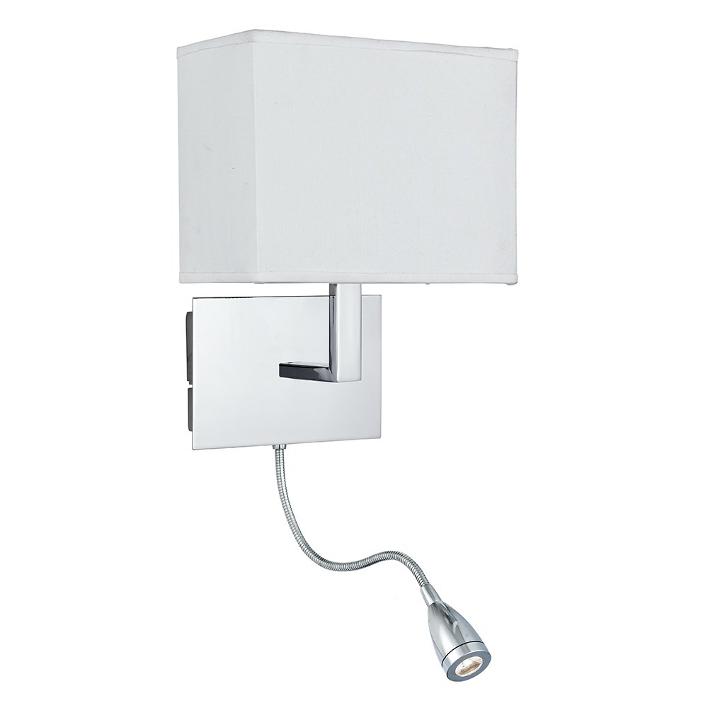 2 Bulbs LED Chrome Frame and White Shade Adjustable Wall Fitting Bracket Light